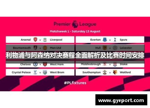 利物浦与阿森纳对决赛程全面解析及比赛时间安排 利物浦与阿森纳对决赛程全面解析及比赛时间安排